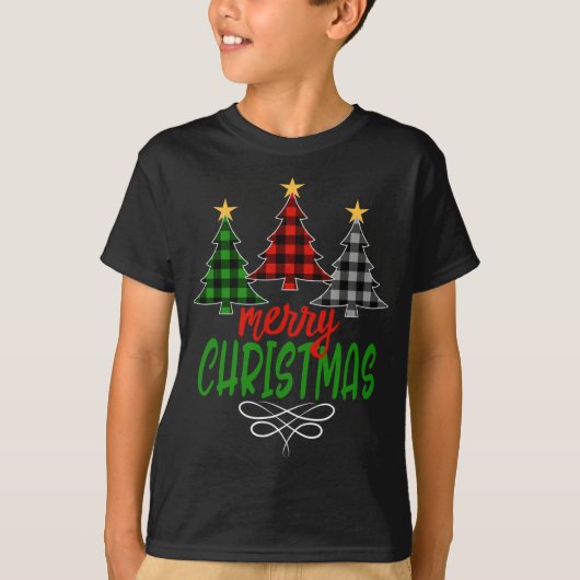 Merry kerstboom Drie Buffalo Pset T-shirt (Voorkant)