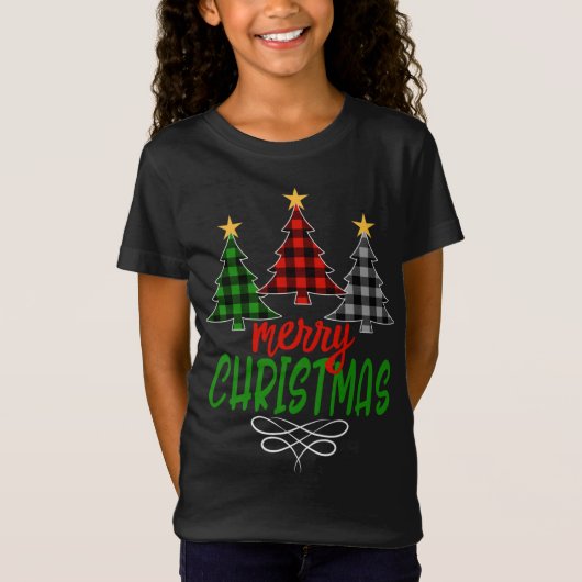 Merry kerstboom Drie Buffalo Pset T-shirt (Voorkant)