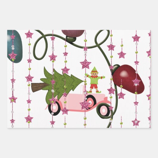 Merry kerstboom Elf Inpakpapier Vel (Voorkant 3)