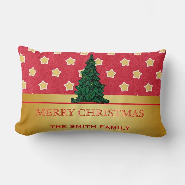 Merry kerstboom Gold Glitter Star Kussen (Voorkant)
