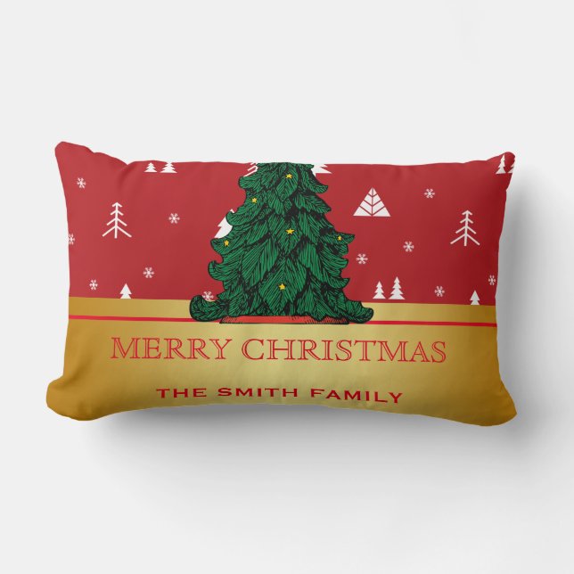 Merry kerstboom Gold Glitter Star Throw Pillo Kussen (Voorkant)