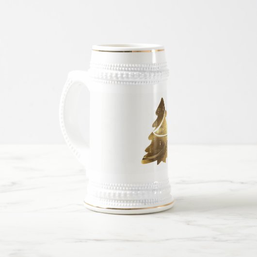 Merry kerstboom Gold look Elegant Beer Stein Bierpul (Voorkant links)