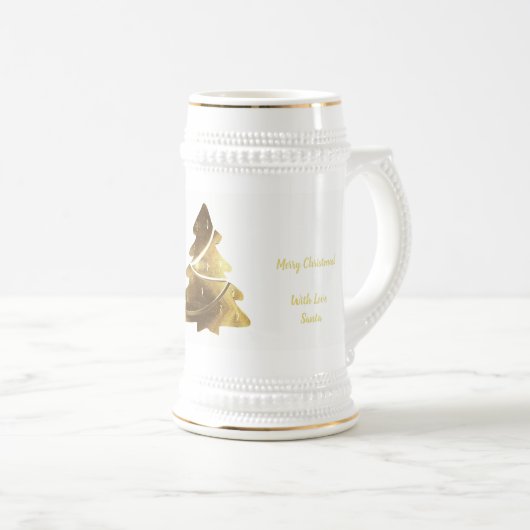 Merry kerstboom Gold look Elegant Beer Stein Bierpul (Voorkant rechts)