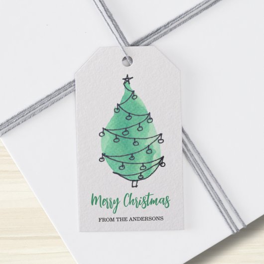 Merry kerstboom Green Cadeaulabel