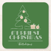 Merry kerstboom Green Kartonnen Onderzetters (Voorkant)