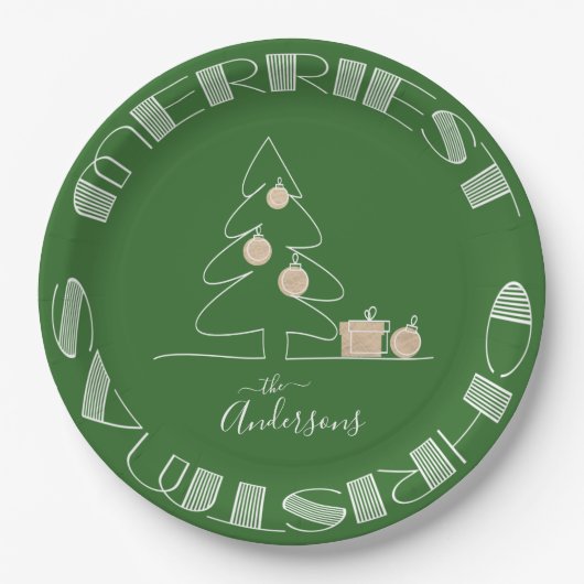 Merry kerstboom Green Papieren Bordje (Voorkant)