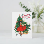 Merry kerstboom  kunst feestdagenkaart (Staand voorkant)