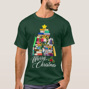 Merry kerstboom Love lezen boeken Librarian T-shirt