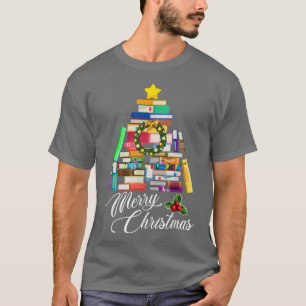 Merry kerstboom Love lezen boeken Librarian T-shirt