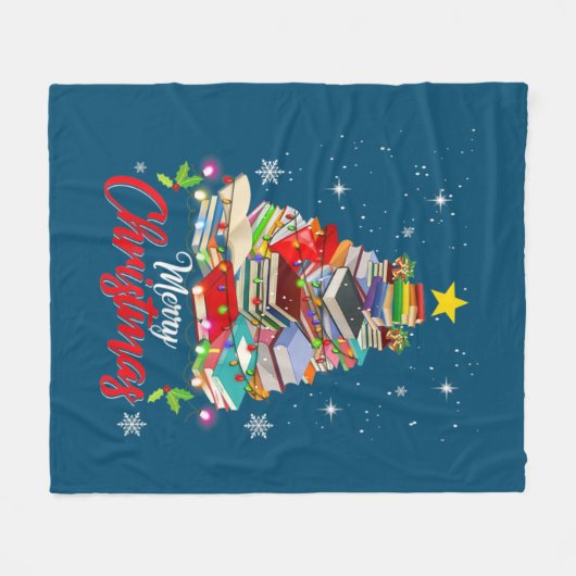 Merry kerstboom Love Reading Books Librarian Fleece Deken (Voorkant (Horizontaal))