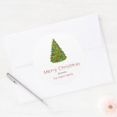 Merry kerstboom op maat ronde sticker (Envelop)