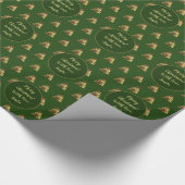 Merry kerstboom Pattern Green Faux Gold Brown Cadeaupapier (Hoek)