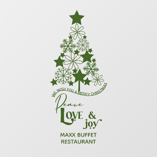 Merry kerstboom Peace Love Joy Custom Raamsticker (Vel)