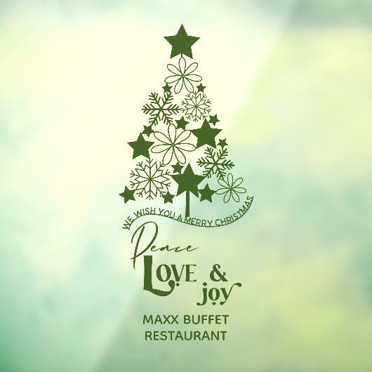 Merry kerstboom Peace Love Joy Custom Raamsticker (Vel 3)