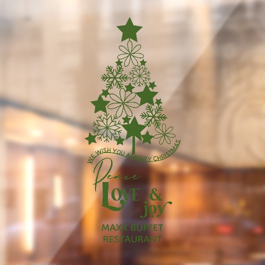 Merry kerstboom Peace Love Joy Custom Raamsticker (Vel 2)