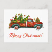 Merry kerstboom  Red Truck Greeting Feestdagenkaart (Voorkant)