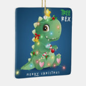 Merry kerstboom Rex Dinosaur Keramisch Ornament (Rechts)