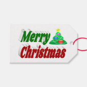 Merry kerstboom rode groene typografie cadeaulabel (Voorkant (Horizontaal))