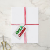 Merry kerstboom rode groene typografie cadeaulabel (Met Touw)