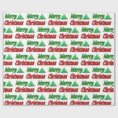 Merry kerstboom rode groene typografie cadeaupapier (Vlak)