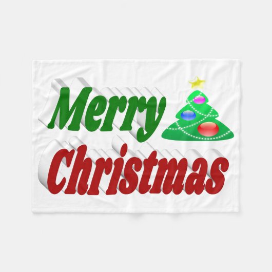 Merry kerstboom rode groene typografie fleece deken (Voorkant (Horizontaal))