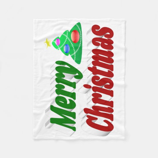 Merry kerstboom rode groene typografie fleece deken (Voorkant)