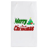 Merry kerstboom rode groene typografie klein cadeauzakje (Achterkant)