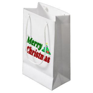 Merry kerstboom rode groene typografie klein cadeauzakje