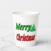 Merry kerstboom rode groene typografie papieren bekers (Achterkant)