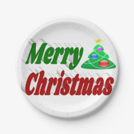 Merry kerstboom rode groene typografie papieren bordje