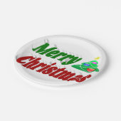 Merry kerstboom rode groene typografie papieren bordje (Gekanteld)