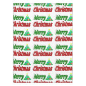 Merry kerstboom rode groene typografie tafelkleed (Voorkant)