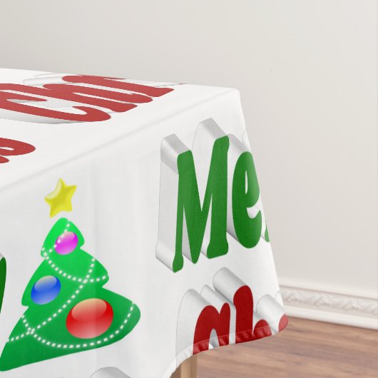 Merry kerstboom rode groene typografie tafelkleed (Voorbeeld)