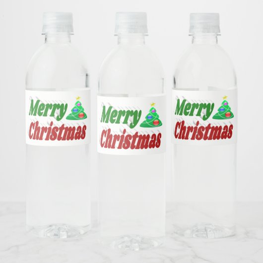 Merry kerstboom rode groene typografie waterfles etiket (Flessen)