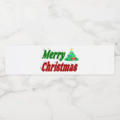 Merry kerstboom rode groene typografie waterfles etiket (Enkel label)