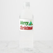 Merry kerstboom rode groene typografie waterfles etiket (Voorkant)