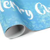 Merry kerstboom Santa Cute Girly Unicorn Blue Cadeaupapier (Rol Hoek)