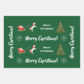 Merry kerstboom Santa Cute Kinder Unicorn Green Inpakpapier Vel (Voorkant 2)