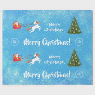 Merry kerstboom Santa Sleigh Girly Unicorn Cadeaupapier