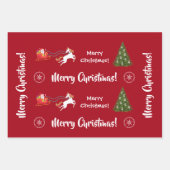 Merry kerstboom Santa Sleigh Girly Unicorn Inpakpapier Vel (Voorkant)