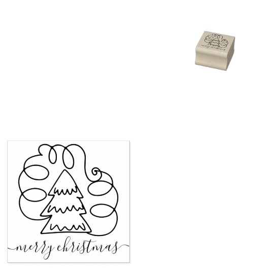 Merry kerstboom Simple Swirl Rubberstempel (Gestempeld)
