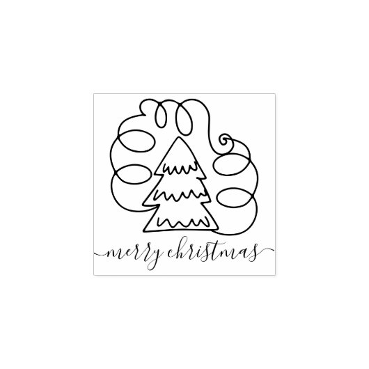Merry kerstboom Simple Swirl Rubberstempel (Afrduk)