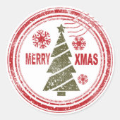 Merry kerstboom Snowflake Postmark Ronde Sticker (Voorkant)