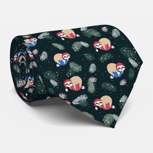 Merry-kerstboomgaard Stropdas (Opgerold)