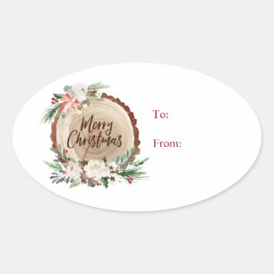 Merry kerstboomklep floral to/from sticker