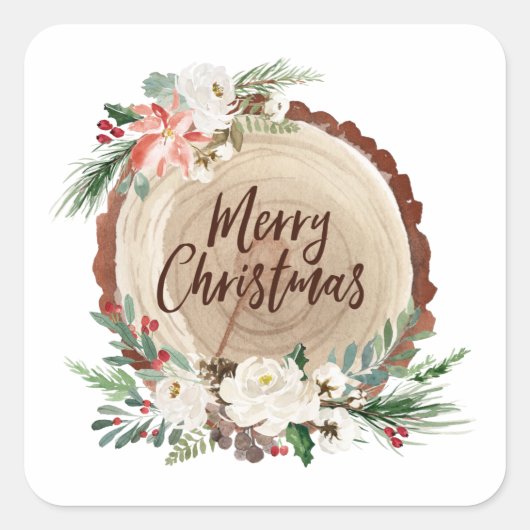 Merry kerstboomklep vierkante sticker (Voorkant)