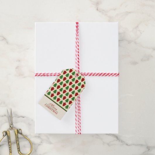 Merry kerstboompatroon cadeaulabel (Met Touw)