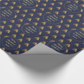 Merry kerstboompatroon Elegant Dark Blue Cadeaupapier (Hoek)