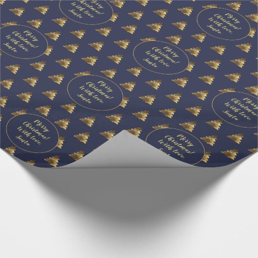 Merry kerstboompatroon Elegant Dark Blue Cadeaupapier (Hoek)