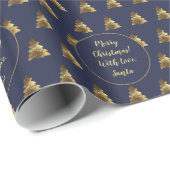 Merry kerstboompatroon Elegant Dark Blue Cadeaupapier (Rol Hoek)